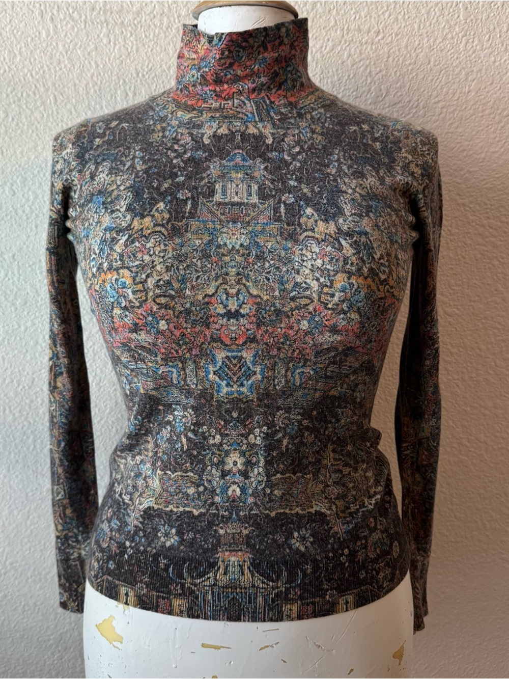 Etro Italian Luxury Brown Print Long Sleeve Top
